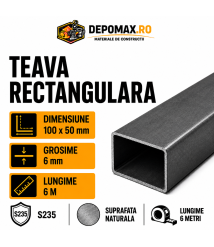 Teava rectangulara 100 x 50 x 6 mm, 6 metri